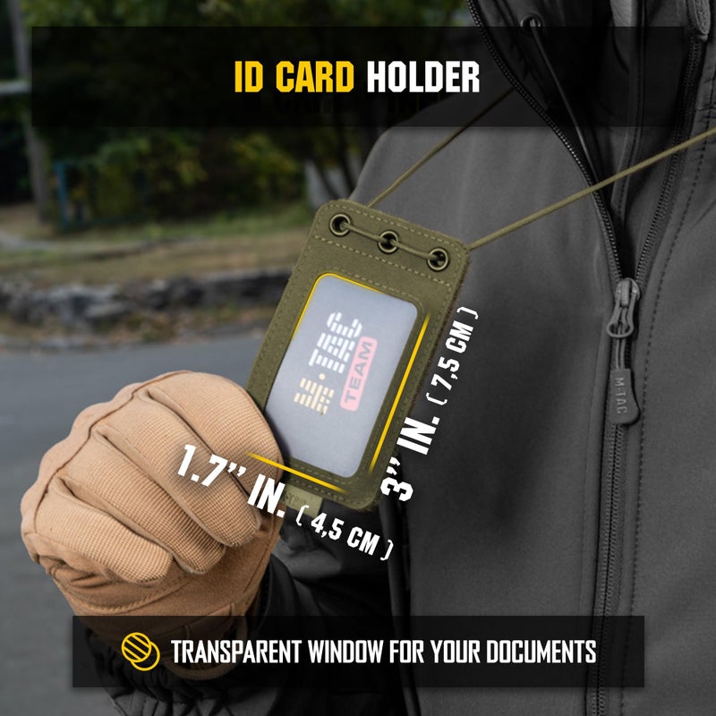 M-Tac Tactical Hanging ID Card and Patch Holder with Hook and Loop Surface and Draw Cord (Olive) - Image 5